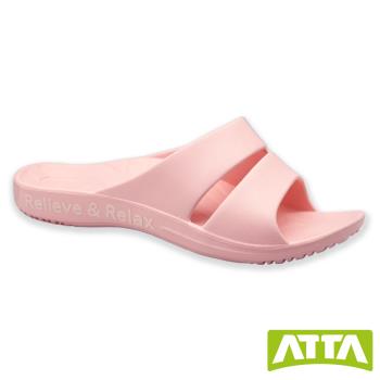 【ATTA】足底均壓★足弓簡約雙帶拖鞋-粉色