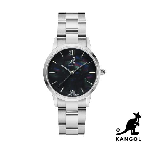 KANGOL 貝殼閃耀鋼鍊錶36mm-黑面銀 KG714376