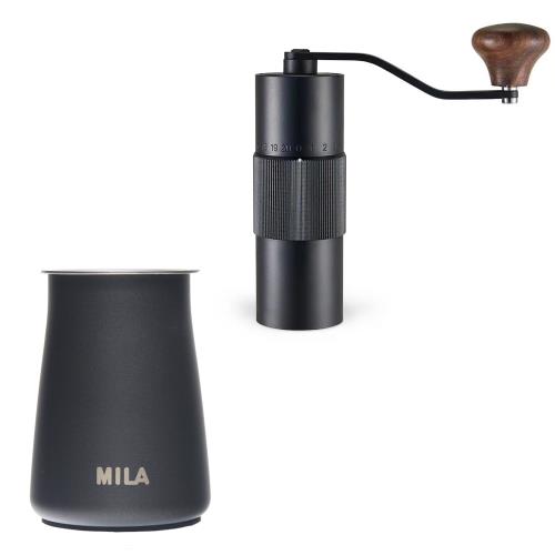 MILA 專業達人外調式手搖磨豆機(鍍鈦不鏽鋼磨芯)+咖啡篩粉器