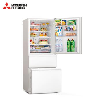 MITUBISHI三菱 MR-CGX45EP 450L 三門變頻冰箱，白色系設計，尺寸699x709x1798mm，重量100kg，產地泰國。採用變頻馬達，右開門，能源效率第1級，年耗電量僅276kWh，適合301-599公升家庭使用。包含基本安裝服務，全機保固1年、壓縮機保固3年，BSMI許可字號R32174，提供高效製冷與節能環保的儲鮮解決方案。