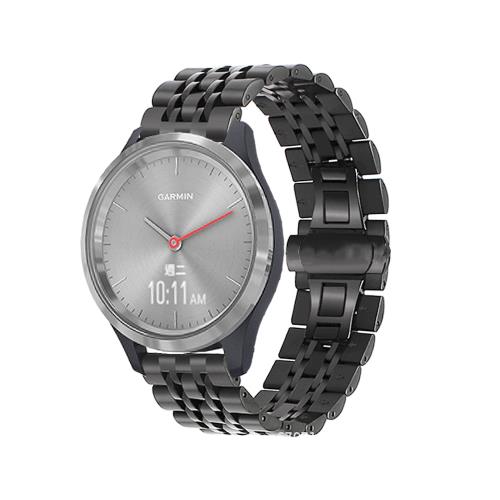 Garmin vivomove 3S/vivoactive 4s 18mm不鏽鋼七珠鍊式錶帶黑