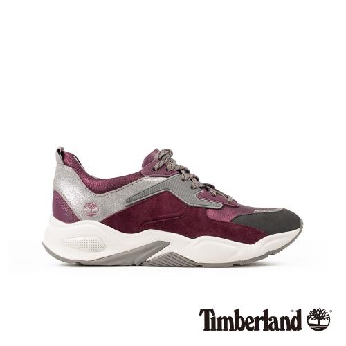 Timberland 女款深紫色金屬皮革厚底運動鞋A23EMX34