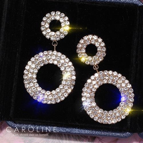 《Caroline》★韓國熱賣造型時尚Bling  Bling 絢麗閃亮動人百搭水鑽耳環70166