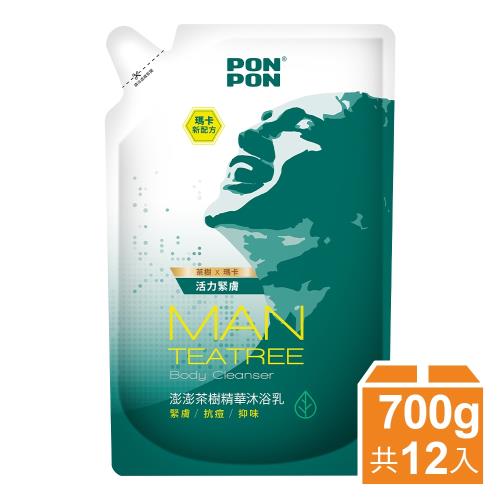 【澎澎MAN】茶樹精華沐浴乳-補充包700gX12包(添加瑪卡新配方)