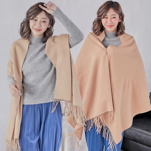 imaco 厚織純色厚羊毛披肩(駝)