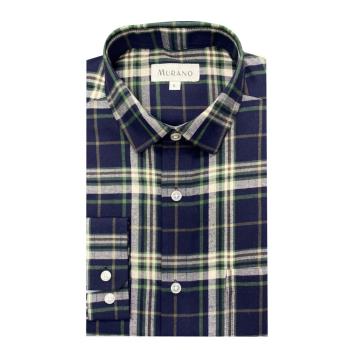 [MURANO]法蘭絨長袖襯衫-藍綠(M~2XL)