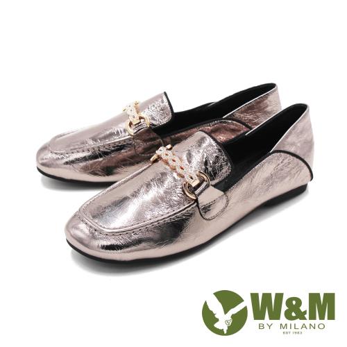 W&M(女)方頭金屬感內增高莫卡辛鞋 樂福鞋 女鞋-銅金色(另有黑)