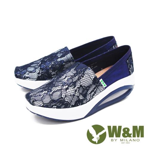 W&M(女)BOUNCE系列蕾絲彈力厚底增高鞋 女鞋 - 藍(另有白.粉)