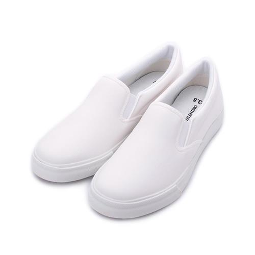 GIOVANNI VALENTINO 素色仿皮套式休閒鞋 白 GV8512 女鞋 鞋全家福