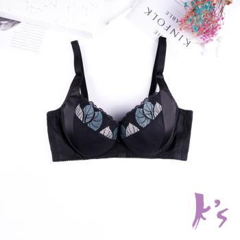 【K’s 凱恩絲】有氧蠶絲葉光透氣集中美胸黑色內衣(B94款)