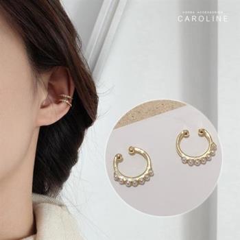 《Caroline》法式時尚感優雅珍珠超仙氣小巧高級訂製款無耳洞無痛耳骨夾(一對)72523