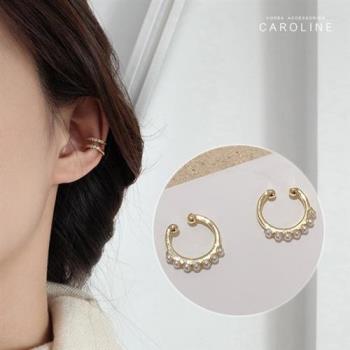 《Caroline》法式時尚感優雅珍珠超仙氣小巧高階訂製款無耳洞無痛耳骨夾(一對)72523