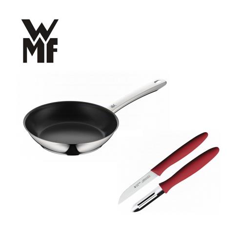 德國WMF ProfiSelect 不沾煎鍋 24cm+WMF 蔬果刀削皮刀雙刀組 (紅色) (超值組合)