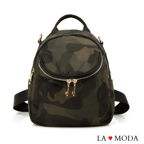 【La Moda】獨特感極強時尚線條防潑水多背法肩背後背包(共2色)