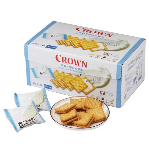 量販名店 Crown 多穀牛奶夾心餅乾 48包入 / 768公克