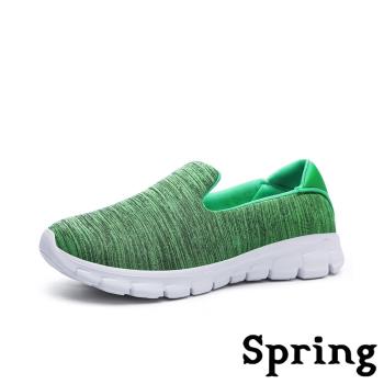 【SPRING】超輕量緩震透氣彈力織布舒適戶外健走休閒鞋 綠