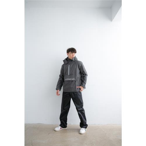 OutPerform-揹客 Packerism 套式背包款衝鋒雨衣(含雨褲)-鐵灰
