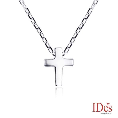 IDes design 輕珠寶義大利進口14K白金十字架項鍊鎖骨鍊（16吋-KP619）