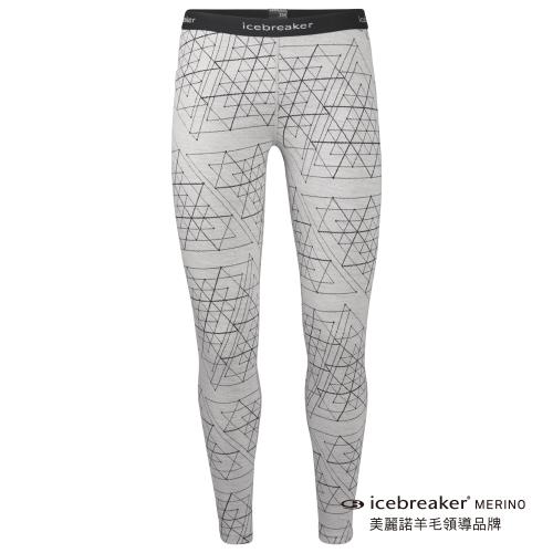 【icebreaker】女 Vertex 貼身保暖長褲-BF260-幾何三角/白 IB105213-101