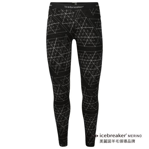 【icebreaker】女 Vertex 貼身保暖長褲-BF260-幾何三角/黑 IB105213-001