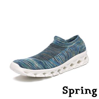 【SPRING】超輕量3D飛織襪套式高彈力刀切大底運動休閒鞋 藍
