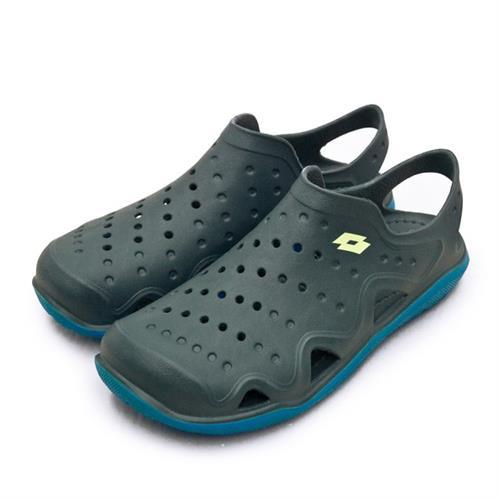 【LOTTO】男 戶外休閒輕潮洞洞鞋 排水透氣涼鞋系列(灰藍 0918)