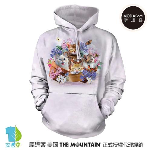 摩達客 (預購)美國The Mountain 花園貓咪哦耶 環保藝術長袖連帽T恤