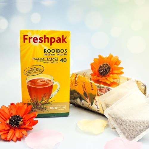 即期品【Freshpak】南非國寶茶(博士茶) RooibosTea 茶包-新包裝(40入*12盒)/箱(有效期限至2025/10/02)