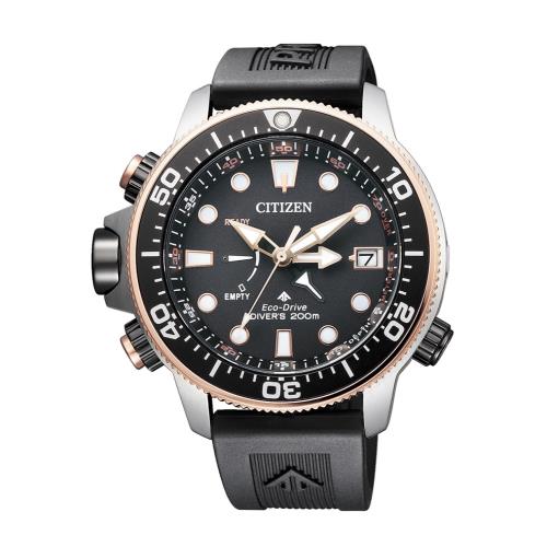 CITIZEN星辰 光動能 大三針玫瑰金雙箭潛水腕錶 BN2037-11E