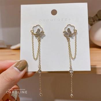 《Caroline》韓國熱賣日系甜美雲朵水鑽蝴蝶造型時尚浪漫風格優雅性感耳環72598