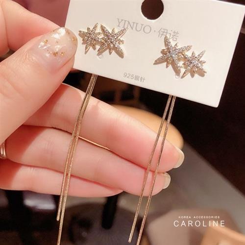 《Caroline》韓國熱賣滿鑽星芒造型時尚浪漫風格優雅性感耳環72599