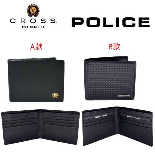 [CROSS X POLICE] 雙品牌 限量2折 頂級素面8卡男用皮夾(黑色 全新專櫃展示品)