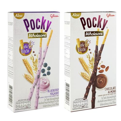 【稑珍】glico 固力果 POCKY棒-巧克力杏仁6盒+藍莓優格6盒(共12盒)