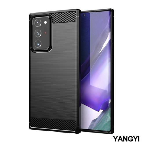 YANGYI揚邑 SAMSUNG Galaxy Note 20 Ultra 碳纖維拉絲紋軟殼散熱防震抗摔手機殼-黑