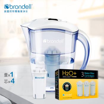 【美國邦特爾Brondell】極淨白濾水壺+4入芯