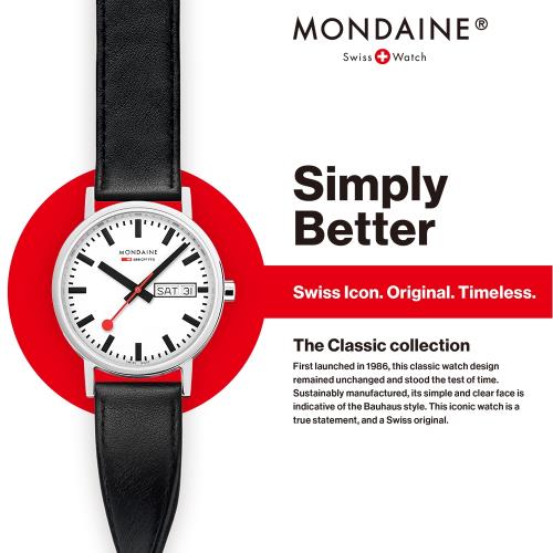 MONDAINE 瑞士國鐵 SBB Classic Day Date經典雙曆腕錶 – 36mm / XM-667411