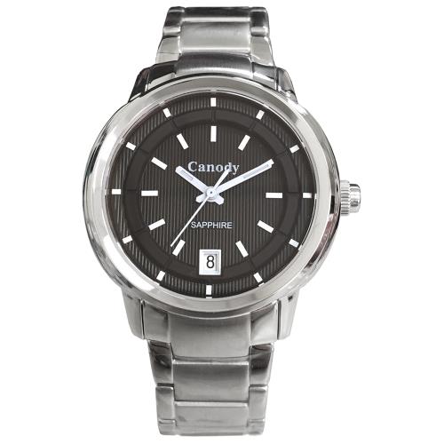 Canody CL5642-A 質感條紋藍水晶時尚女錶 34mm 銀色 不鏽鋼錶帶 石英機芯 日常生活防水