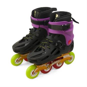 [DLD多輪多]鋁合金底座 專業平花直排輪 溜冰鞋(黑紫 GP-003)