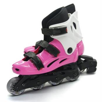 [DLD 多輪多]高塑鋼底座 專業直排輪 溜冰鞋(粉紅白 -- 530)