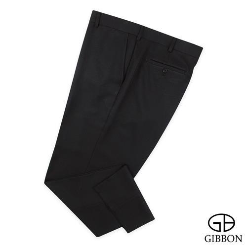 GIBBON 大尺碼斜紋質感平口西裝褲‧黑色