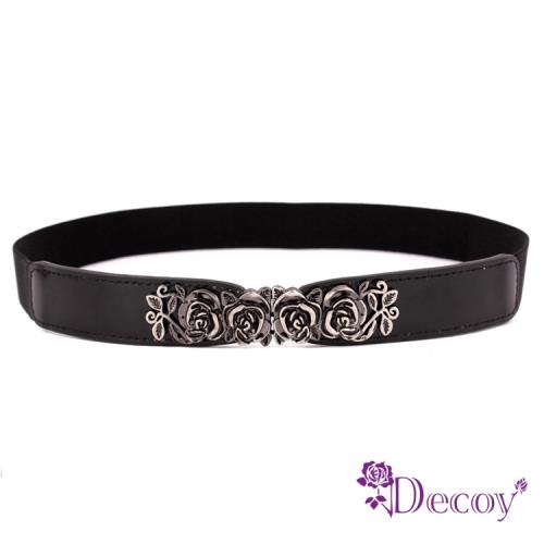 【Decoy】復古薔薇＊彈性伸縮皮革腰封/黑