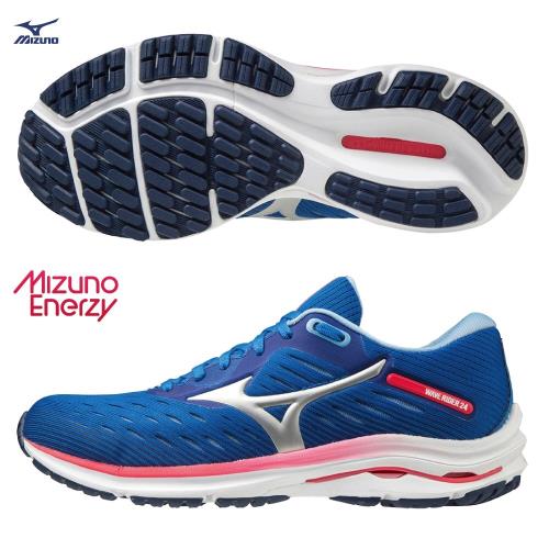 MIZUNO WAVE RIDER 24 WIDE 女鞋 慢跑 路跑 寬楦 一般型 避震 柔軟 藍【運動世界】J1GD200320