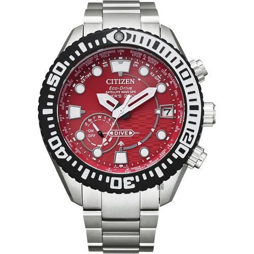 CITIZEN星辰東京紅限量版GPS衛星對時鈦金屬潛水手錶(CC5005-68Z)