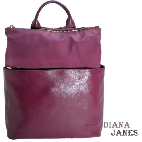 後背包【Diana Janes 黛安娜】韓版輕量都會時尚尼龍配皮商務後背包