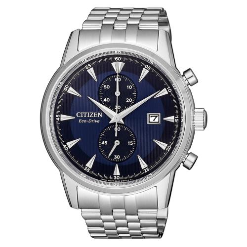 CITIZEN星辰 光動能 深海藍不鏽鋼雙眼計時腕錶 CA7001-87L
