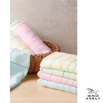 【OKPOLO】台灣製造單線條吸水毛巾-12入組(純棉家庭首選)