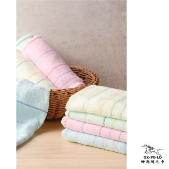 【OKPOLO】臺灣製造單線條吸水毛巾-12入組(純棉家庭首選)