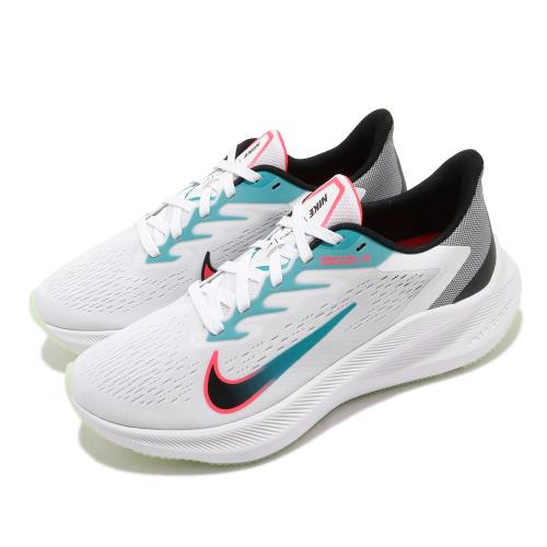 Nike 慢跑鞋 Zoom Winflo 7 運動 女鞋 氣墊 舒適 避震 路跑 健身 球鞋 白 綠 CJ0302102 [ACS 跨運動]