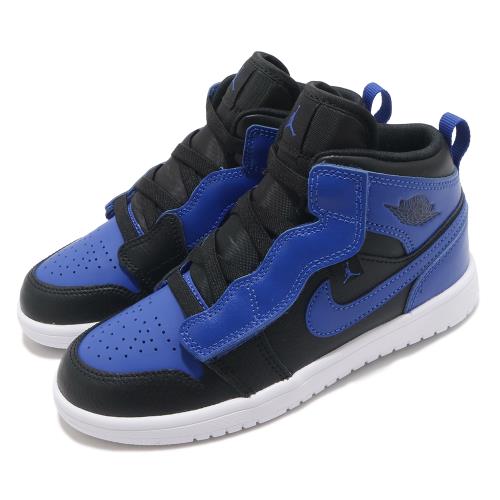 Nike 籃球鞋 Jordan 1 Mid 運動 童鞋 基本款 喬丹 簡約 魔鬼氈 中童 穿搭 黑 藍 AR6351077 [ACS 跨運動]
