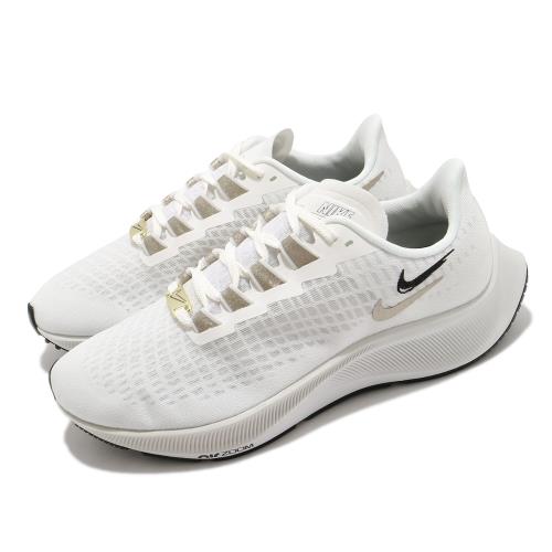 Nike 慢跑鞋 Zoom Pegasus 37 運動 女鞋 氣墊 舒適 避震 路跑 健身 球鞋 白 金 CZ2872100 [ACS 跨運動]
